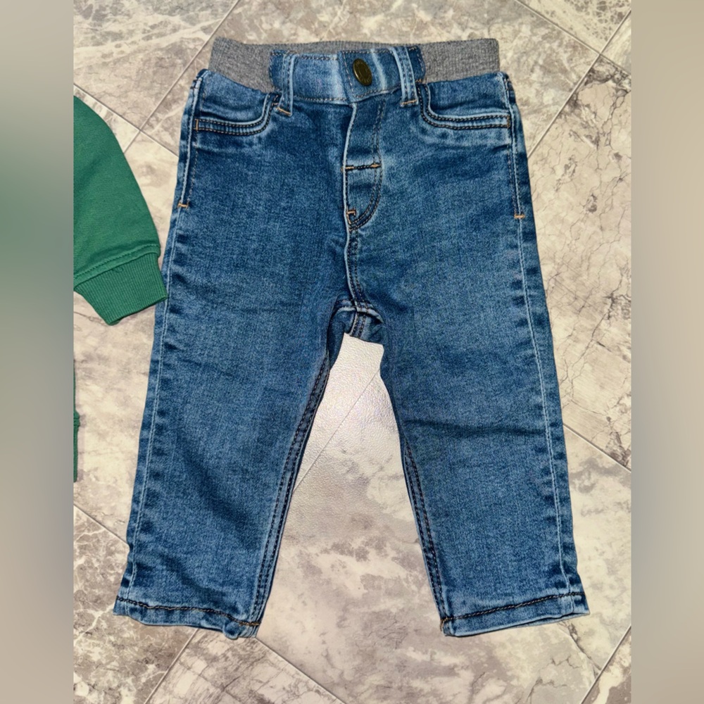 H&M Baby Boy Blue Denim Jeans Elastic Waist Size 9M Like New
